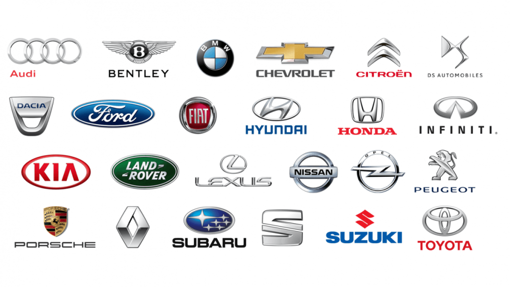 Logotipos de las principales marcas de coches